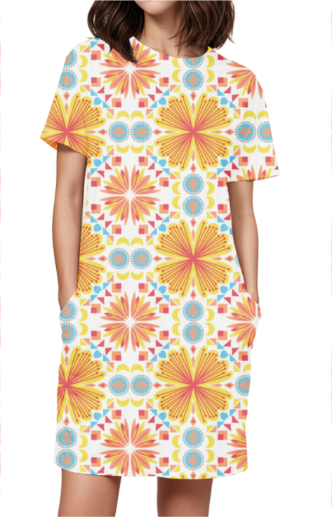Serenity Floral: Women's Premium T-Shirt Dress