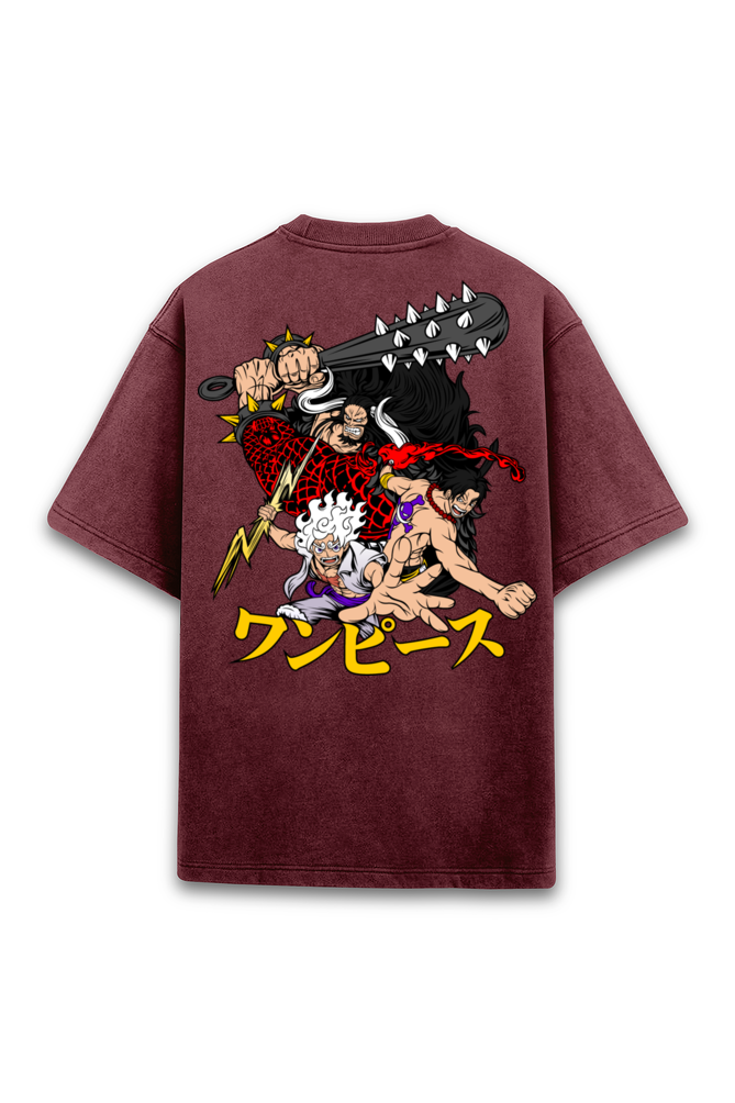 Gear Up with Luffy: Acid Washed Superior Unisex Oversized Tee