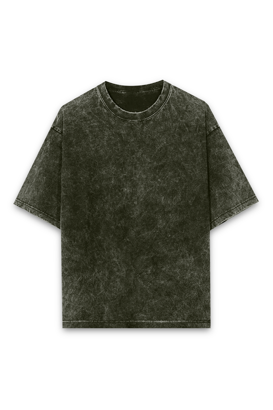 Acid Washed Unisex Superior Oversized Tee (Olive Green)