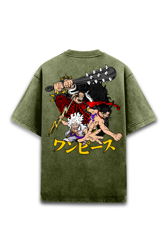 Gear Up with Luffy: Acid Washed Superior Unisex Oversized Tee