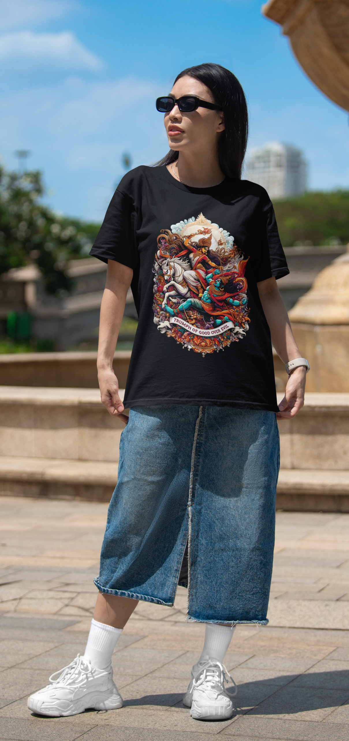 Durga’s Triumph Premium Unisex Oversized Tee