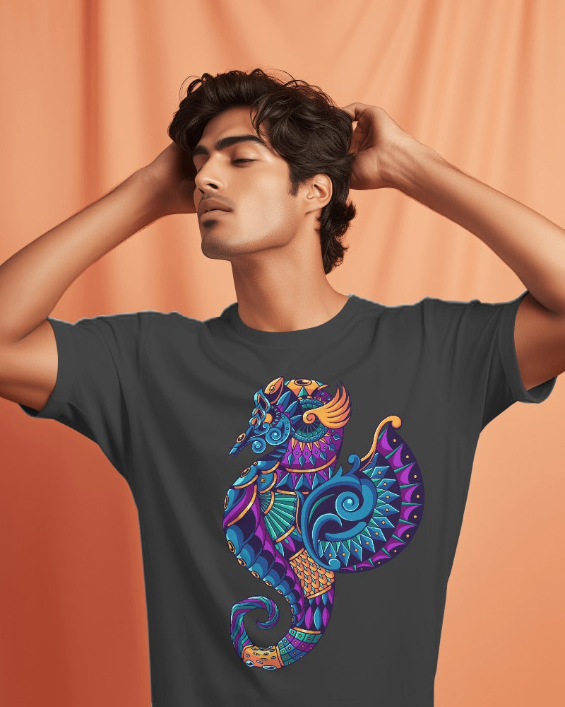 Dive into Style: Mystic Sea Horse Men's Premium Tee