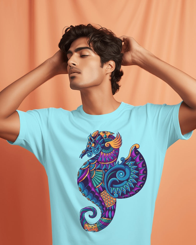 Dive into Style: Mystic Sea Horse Men's Premium Tee