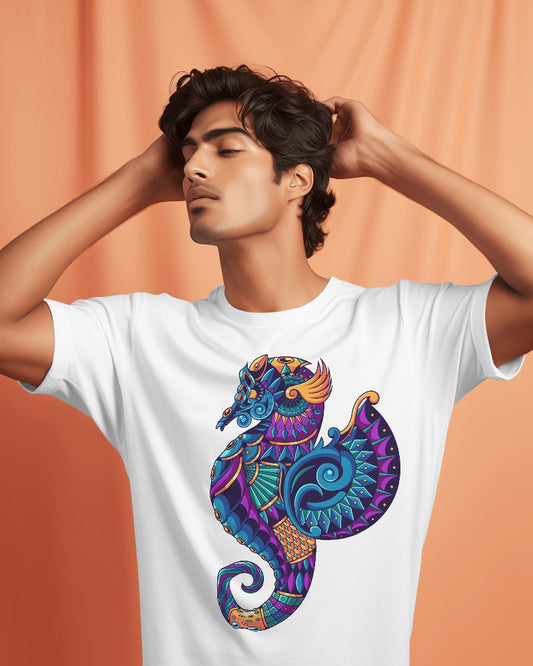 Dive into Style: Mystic Sea Horse Men's Premium Tee